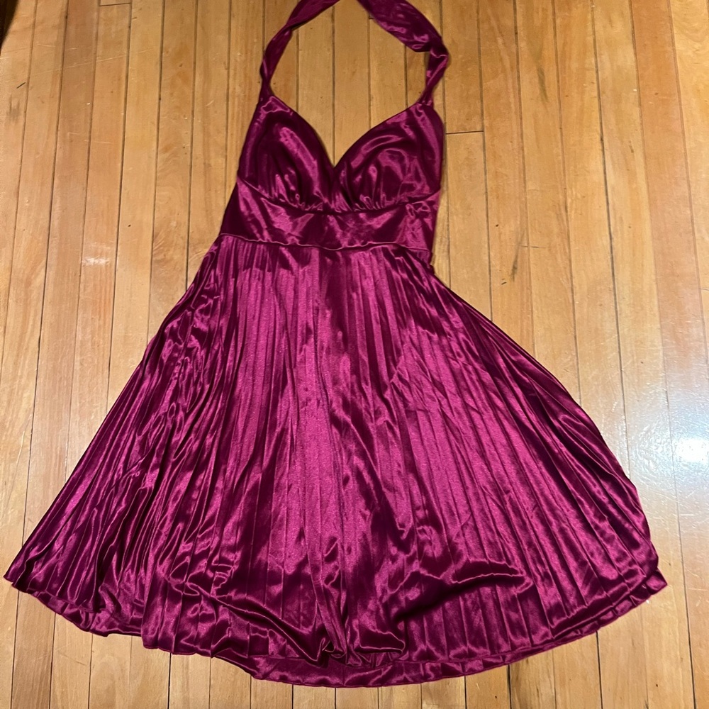 Elegant Silk Pink Halter Dress - Picture 1 of 3